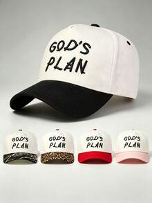 1pc Men Hats Two-Tone 'GOD'S PLAN' Embroidered Hats For Men, Adjustable Design, Perfect For Parties, Travel, Outdoor Activities, And Sun Protection - Multicolor - View 2