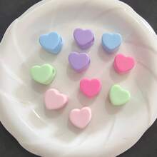 5/10pcs Minimalist Acrylic Spring Color Heart Beads DIY Phone Charm, Keychain, Jewelry Accessories, Holiday Gift - Simple Style Acrylic Spring Color Love Big Hole Beads - View 18