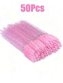100/50/10pcs Mascara Brushes, Nylon Bristle Eyelash Brushes, Fragrance-Free Eyebrow Extender (With ABS Plastic Handle), Suitable For Normal Skin - Pink And Black Brush Head Set - Pink - View 8