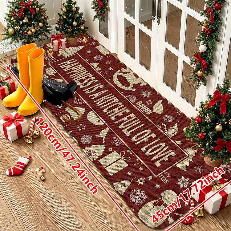 1/2/3pcs Christmas Theme Kitchen Rug, Flannel Kitchen Rug, Comfortable Soft Absorbent Non-Slip Machine Washable With Non-Slip Backing, Multi-Functional Home Floor Mat, Suitable For Doorway, Living Room, Bedroom, Kitchen, Dining Room, Bathroom, Laundry Room, Patio, Entryway, Christmas Holiday Decoration, Home Decor - Multicolor - View 15