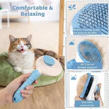 7Pcs Dog Grooming Kit, Pet Bath Supplies Deshedding Brush Dogs Cats - Blue - View 2