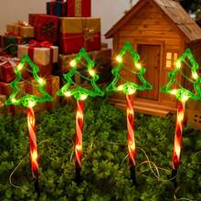 Waterproof Glowing Christmas Tree Candy Cane Ground Lights, Multi-Color Outdoor Pathway Lights, Front Yard Driveway Holiday Decorative Lights - Warm White - View 7
