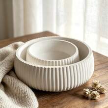 Fluted Round Storage Bowl Silicone Mold, Ribbed Jewelry Trinket Dish Candle Holder Tray Mold, DIY Epoxy Resin Concrete Cement Plaster Casting Craft For Home Decor - Striped Storage Bowl Silicone Mold - View 8