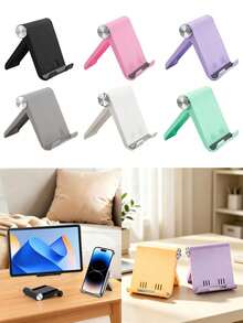Portable Foldable ABS Desktop Phone Stand | Travel Essential: Lightweight Mini Smartphone And Tablet Holder | Easy To Store Travel Accessory - Multicolor - View 2
