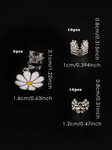 25pcs Alloy Daisy Hair Clips, Y2K Punk Hip-Hop Decorative Hair Clips, Summer Gift Party Daily Hair Accessories, School Supplies, Hair Ornaments - Silver - View 10
