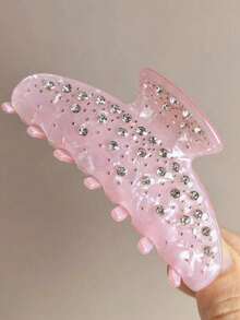 1pc Children Girls Simple Fashion Rhinestone Back Of Head Hair Claw Clip Hair Grab Sweet Gentle Elegant Hair Accessory - Multicolor - View 4