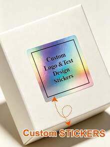 Custom Waterproof Holographic Square Business Brand Logo Label Stickers, Thank You Stickers. Personalized Holographic Sticker Labels For Business Branding, Gift Packaging Box, Custom Printed Square Label For Bottle, Cosmetics - Holographic - View 3