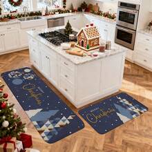 1/2/3pcs Christmas Theme Kitchen Rug, Flannel Kitchen Rug, Comfortable Soft Absorbent Non-Slip Machine Washable With Anti-Slip Backing, Multi-Functional Home Floor Mat Suitable For Doorway, Living Room, Bedroom, Kitchen, Dining Room, Bathroom, Laundry Room, Patio, Entryway, Christmas Holiday Decoration Mat - Multicolor - View 7