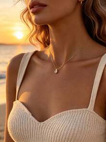 Minimalist Water Drop Zirconia Pendant Collarbone Necklace, Luxury High-End Stainless Steel Neck Chain For Women, Gold And Silver Dual Color Options, Exquisite Transparent Pear-Shaped Rhinestone Design, Small Versatile Daily Accessory, Gentle Elegant Jewelry - Necklace - View 5