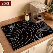 (Hot !!) 1件 2D波浪線圖案 平面爐灶保護墊 防滑耐熱橡膠爐灶蓋墊 適用於感應爐、玻璃爐灶，多功能防刮墊，亦適用於烤箱、洗衣機、烘衣機及廚房裝飾 - 彩色 - 查看 11