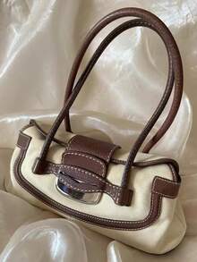 Autumn/Winter New High-End Patchwork Shoulder Bag, Exquisite Minimalist Commuter Underarm Bag, Versatile Handbag For Women - Beige - View 3