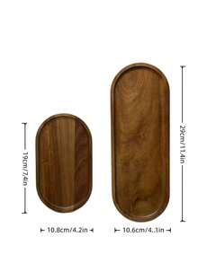 Oval Wooden Tray, Multi-Functional Wooden Plate, Kitchen Essential, Stackable Wooden Snack Plate, Autumn Decor, Suitable For Displaying Desserts, Cookies, Cheese, Fruit, Nuts. Perfect For Breakfast, Afternoon Tea Parties And Picnics - Brown - View 10