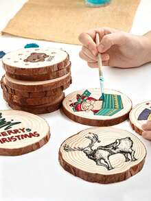 4 Pcs Natural Wood Slices For Table Centerpieces And Crafts - Perfect For Painting, DIY Projects, Wedding Decor, Christmas Decor, Room Decor, Bedroom Decor, Home Decor - Multicolor - View 3