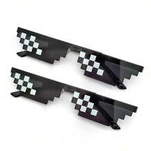 2 Pairs Mosaic Fashion Glasses, Retro Pixel Style For Men, For Women, Suitable For Summer Beach, Outdoor Activities And Travel - Black - View 11