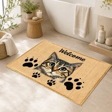 1pc, Calico Cat Pattern Printed Faux Cashmere Kitchen Mat, Absorbent Kitchen Floor Mat, Kitchen Rug, Long Strip Foot Mat, Sink Front Mat, Suitable For Kitchen, Bathroom, Entryway, Hallway, Laundry Room And Home Decor - Multicolor - View 10