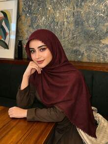 1 buah Hijab Muslim Timbul Multifungsi untuk Wanita, Dapat Digunakan Sebagai Jilbab atau Selendang, Cocok untuk Pemakaian Sehari-hari - Kopi - Gaya Renda - View 3