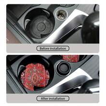 1 Set Of Bohemian Pattern Car Cup Holder Pads, Universal Compatible, Made Of Natural Rubber Anti Slip Polyester Back, Absorbent Knitted Fabric, Cute Cartoon Storage Pad, Used For Vehicle Interior Size 2.8 Inches, Washable, Single Weight 15 Grams - Red Bohemian 2-piece Set - View 6