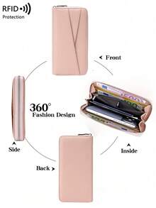 FOREVER MIYIN Women's Long RFID Anti-Theft Phone Wallet, Full Zipper Large Capacity Clutch, Multiple Card Slots + Bill Compartment, Compatible With Smartphones, Suitable For Daily Use And Travel - Multicolor - View 6