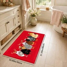 1pc Christmas Rooster Pattern Printed Faux Cashmere Kitchen Mat, Christmas, Can Be Used As Christmas Gift, Christmas Decoration, Absorbent Kitchen Floor Mat, Kitchen Rug, Long Runner, Sink Front Mat, Suitable For Kitchen, Bathroom, Entryway, Hallway, Laundry Room And Home Decor - Multicolor - View 14