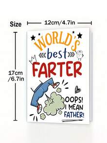 1pc Humorous Father's Day Greeting Card - World's Best Dad, Perfect Gift For Children To Give To Father On Birthday And Special Occasions, High-Quality Paper Material, Suitable For Anyone - One Size Fits All - View 7