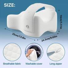 Cuscino per ginocchia in memory foam 2026 per chi dorme sul fianco - Cuscino grande per le gambe con cinturino regolabile - Cuscino ergonomico per le gambe per il comfort delle articolazioni dell'anca e della schiena e una migliore postura - Rivestimento traspirante lavabile - BIANCO - Visualizzare 3