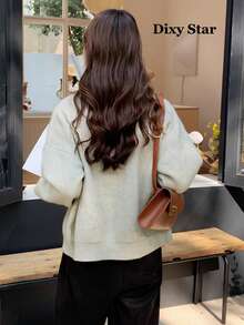 Áo cardigan len nữ phong cách Hàn Quốc cao cấp thanh lịch, dáng rộng, cài cúc sừng, áo khoác len dệt kim đa năng - Màu Khaki - Xem 5