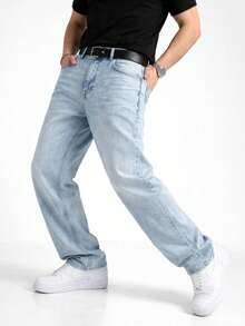 Men's Classic Relaxed Baggy Pants - Baby Blue - View 1