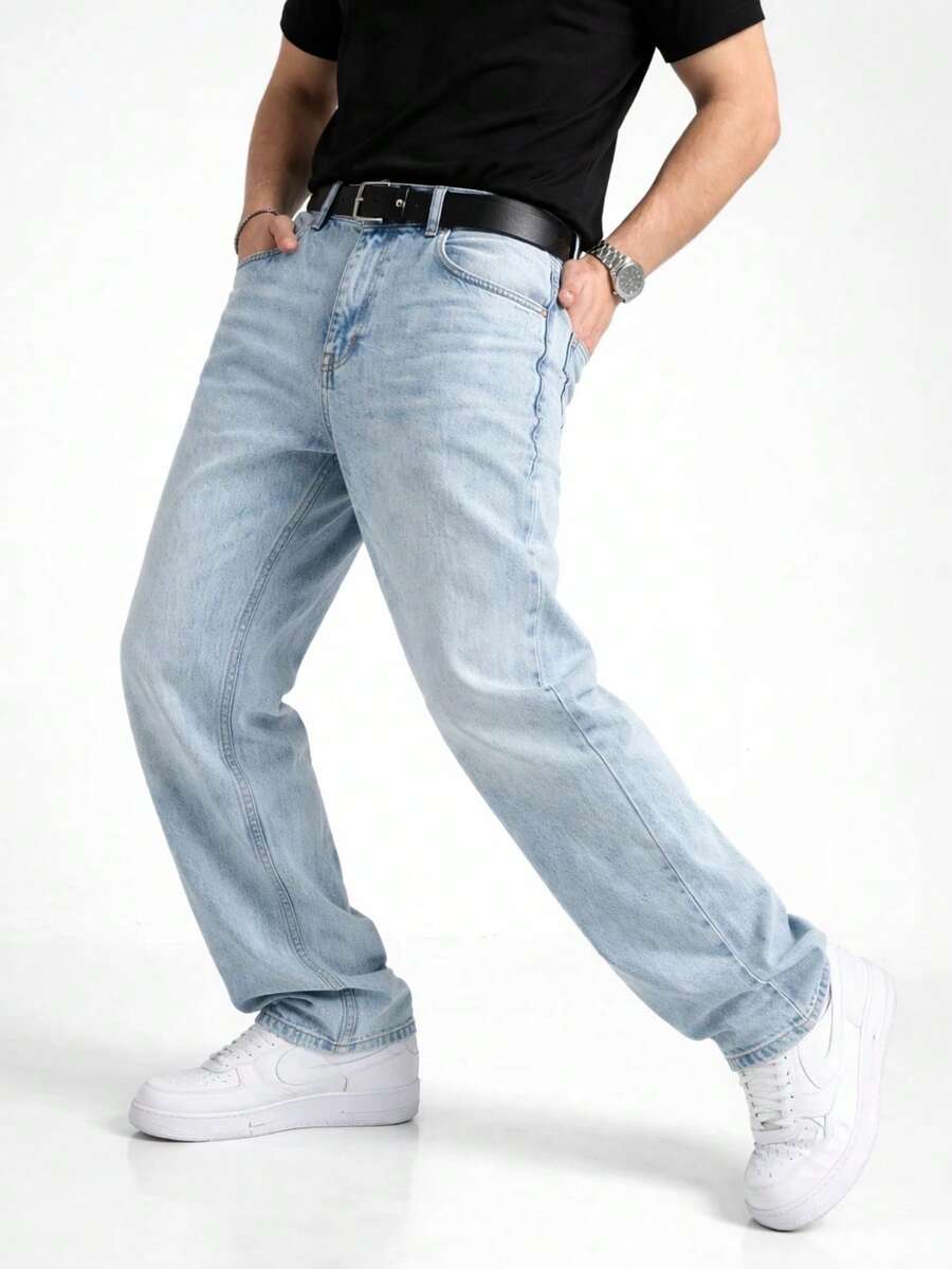 Men's Classic Relaxed Baggy Pants - Baby Blue - View 1