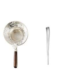 2pcs 304 Stainless Steel Tea Strainer And Tea Spoon Set, Suitable For Teapot, Tea Spoon, Coffee Cup Tea Filter, Fine Mesh Prevents Dripping, Floral Edge Design Easy To Clean, Universal Fit - Multicolor - View 9
