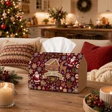 1pc Traditional Holiday Tissue Box | Multi-Functional Christmas Napkin Holder, Suitable For Home, Christmas Car Decor, Santa Claus Reindeer Gingerbread House - Seasonal Decorative Tissue Box For Living Room - Multicolor - View 5
