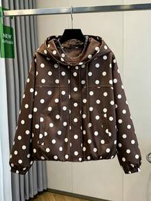 Autumn New Women's Vintage Romantic Polka Dot Jacket, Casual Fashion Versatile Loose Comfortable, Daily Commute, Vacation, Preppy Style - Brownish White - View 14
