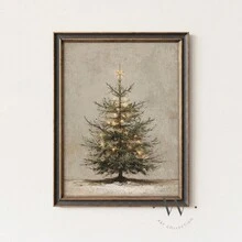 1 Piece, Vintage Style Christmas Tree Pattern: Rustic Fir Tree, Neutral Holiday Decor - Santa Claus, Yuletide, Xmas, Christmas Day, Canvas Wall Decor, Popular Autumn Farmhouse Style Canvas Poster, Suitable For Modern Home Decor, Room, Living Room, Bathroom, Kitchen, Living Room, Home Decor. - A - View 8