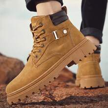 Vintage Distressed Suede Men's High-Top Ankle Boots Thick Sole Durable Lace-Up Street Style Versatile Men's Boots - Khaki - View 6