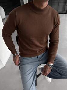 New Men's Casual Versatile Comfortable Minimalist Top - Brown - View 2