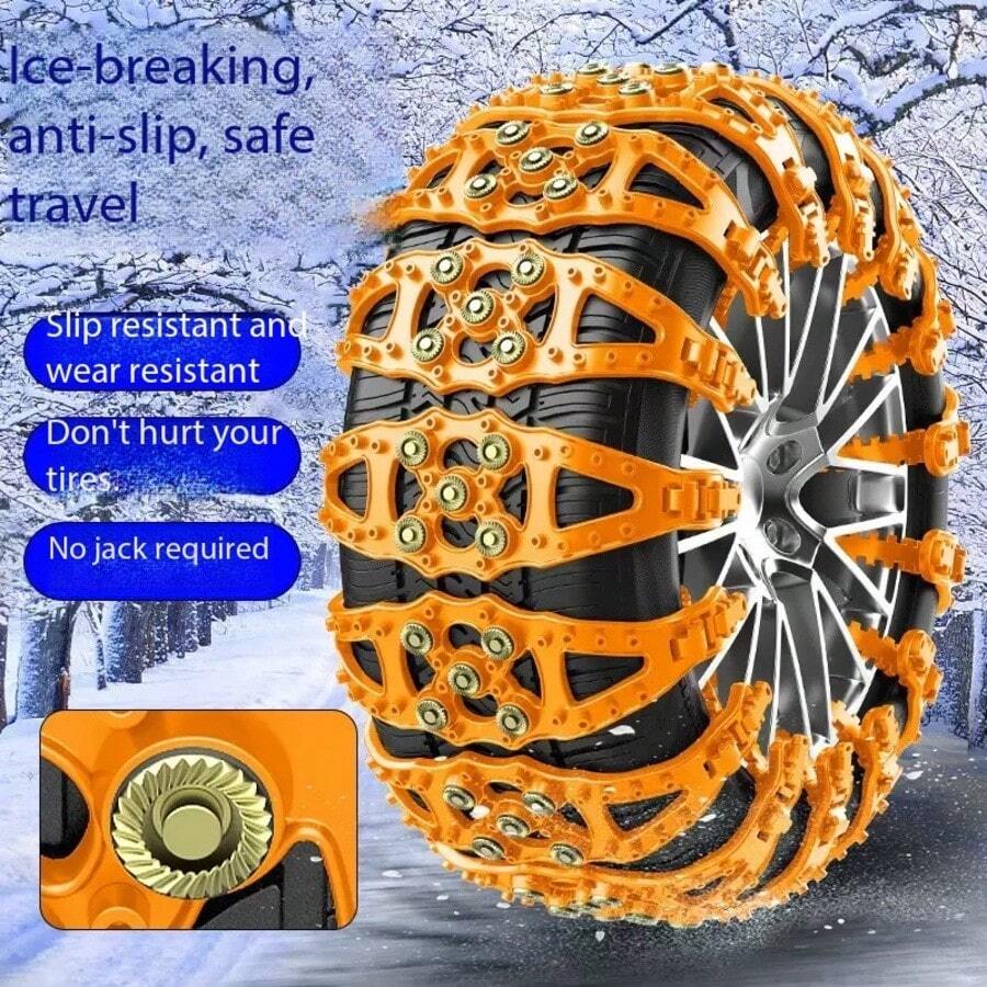Universal Car Tire Snow Chains For Sedan And SUV, Fishbone Style Anti-Slip Snow Traction Chains With Auto-Tightening