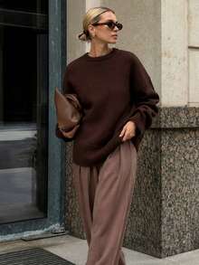 Women's Autumn/Winter Fashion Retro Brown Sweater, Suitable For Halloween, Christmas, Daily Commute, Date, Travel And Various Occasions New Year Beer Festival - Coffee Brown - View 6