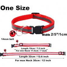 5pcs/10pcs/20pcs Random Color Polyester Cat Collar With Reflective Paw Print Pattern And Crisp Bell, Adjustable Size, Suitable For Cats And Dogs Neck Wear - Multicolor - View 3