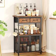 Coffee Bar Cabinet With Drawer - Coffee Stand Station With Removable Hooks, Buffet Cabinet Coffee Maker Or Microwave, Kitchen Bar Table Storage Organizer (Espresso, 20.47" X 13.78"X31. 3") - Espresso - View 1