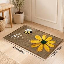 1pc, Bee & Daisy Pattern Printed Faux Cashmere Kitchen Mat, Absorbent Kitchen Floor Mat, Kitchen Rug, Long Runner Mat, Sink Front Mat, Suitable For Kitchen, Bathroom, Entryway, Hallway, Laundry Room And Home Decor - Multicolor - View 12