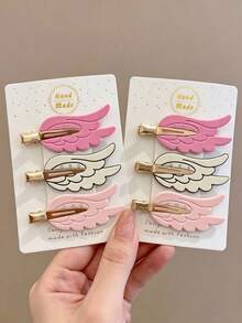 6/2pcs Fashionable Cute Angel Wing Crocodile Hair Clips, Seamless Wear, Suitable For Daily Outings, Versatile And Practical - Multicolor - View 1