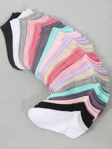 20 Pairs Women's Random Style Invisible Fashion Simple Versatile Cute Short Socks, Suitable For Daily Wear, Boat Socks, Classic Boat Socks, Striped Boat Socks - Multicolor - View 8