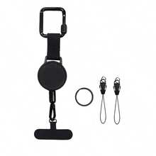 1pc Anti-Theft Retractable Phone Lanyard Black Polygon Carabiner Steel Wire Rope Outdoor Backpack Pendant Key Ring Anti-Loss Phone Tether With Belt Clip And Sliding Lock Suitable For Daily Office, Hiking, Travel, Skiing, Fishing - Casual Style - View 12