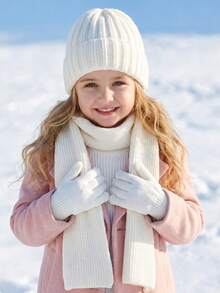 3 piezas/Set Gorro de punto unisex para niños pequeños + Guantes + Bufanda Conjunto de 3 piezas, Conjunto de 3 piezas de invierno, Conjunto térmico de punto para niños pequeños otoño invierno, Conjunto de 3 piezas de gorro bufanda guantes para niños, Conjunto de 3 piezas de invierno de punto para niños y niñas pequeños - 3 piezas - Ver 9