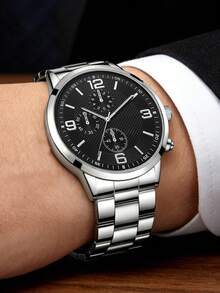 Set Jam Tangan Kalender Bisnis Pria 5/10 buah, Bahan Stainless Steel, Cocok untuk Pemakaian Sehari-hari, Hadiah Liburan - MultiWarna - View 8