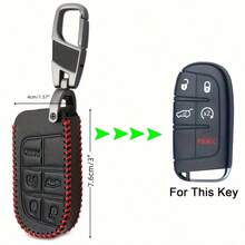بطانية مفتاح السيارة ل- Grand Cherokee و Chrysler و Fiat 500X و Dodge Durango - حافظة مفتاح السيارة من جلد PU مع 5 أزرار - مقاس واحد - مشاهدة 5