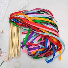 10PCS/20PCS/30pcs Mixed Color Wedding Party Ribbons - Colorful Tassel Ribbons Fairy Wands With Bamboo Sticks And Gold Bells, Perfect For Weddings, Parties And Celebrations - Blue, Purple, Green And Various Multi-Color Functional Decorations - View 2