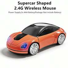 1pc Unique Racing Car Shaped Wireless Mouse, Mini Supercar Style Wireless Mouse, Automotive Shaped Wireless Optical Mouse, 1600DPI Ergonomic Design Wireless Gaming Mouse, 2.4GHz Wireless Office Mouse With Car Lights, Comes With USB Receiver, Powered By 2xAAA Batteries (Batteries Not Included), Suitable For PC, Laptop, Tablet, Great Gift - Multicolor - View 35