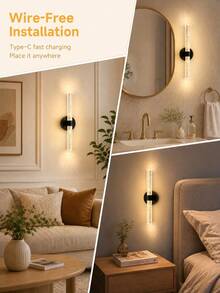 1/2pcs Rechargeable Bubble Crystal LED Wall Light, Night Light, Fairy Light, Remote Control Dimmable, Wireless Wall Lamp, Bedroom Light, Suitable As Bathroom Mirror Vanity Fill Light, Christmas Home Decor, 2200mAh - Crystal Style - View 10