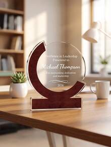 1pc Custom Text Employee Recognition Award,Personalized Acrylic Plaque, Custom Corporate Trophy - Multicolor - View 2