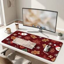 Holiday Christmas Print Large Extended Gaming Mouse Pad, Non-Slip Rubber Base, Smooth Sliding Surface, Multi-Functional Desk Mat For Computer Office Home Study, Holiday Abstract Desktop Decor - A - View 1